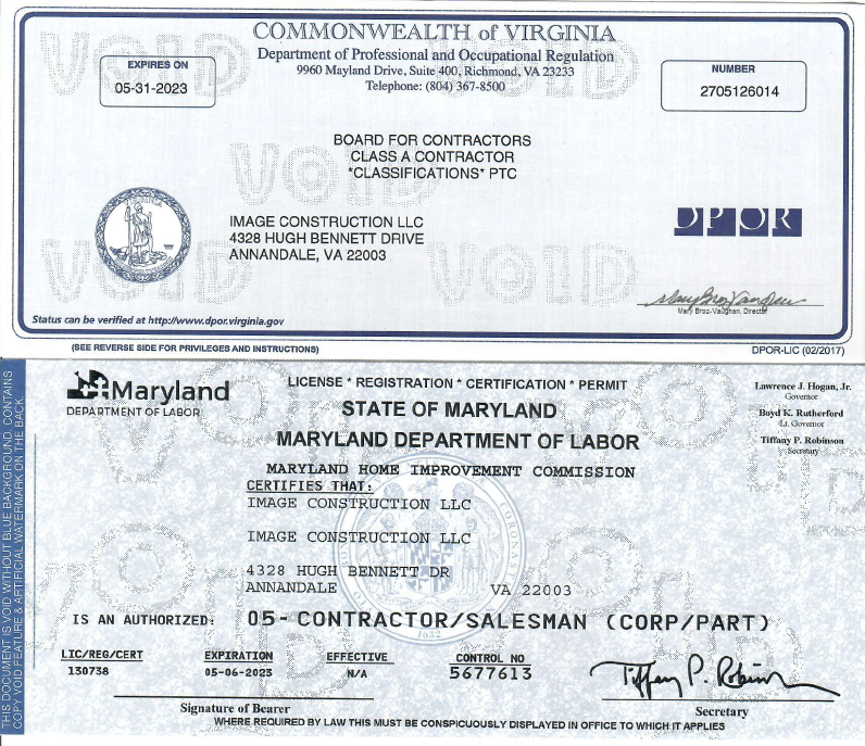 VA and MD Licenses