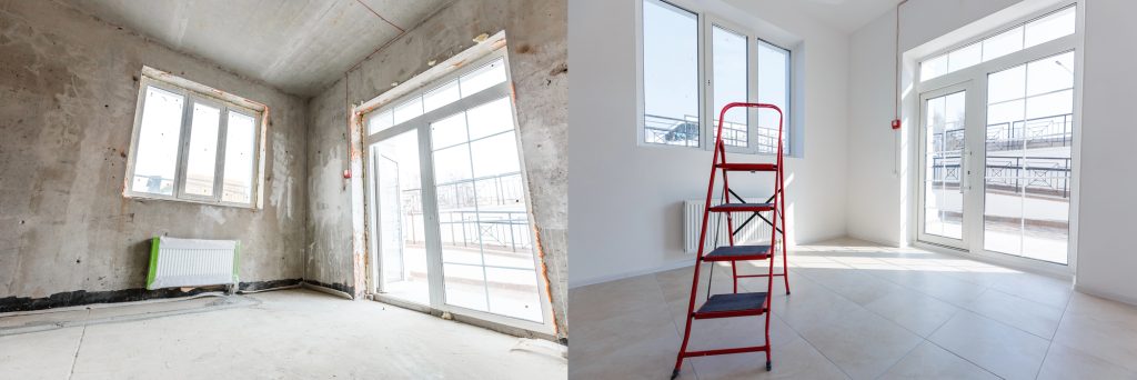 Renovation before and after - renovating empty apartment room
