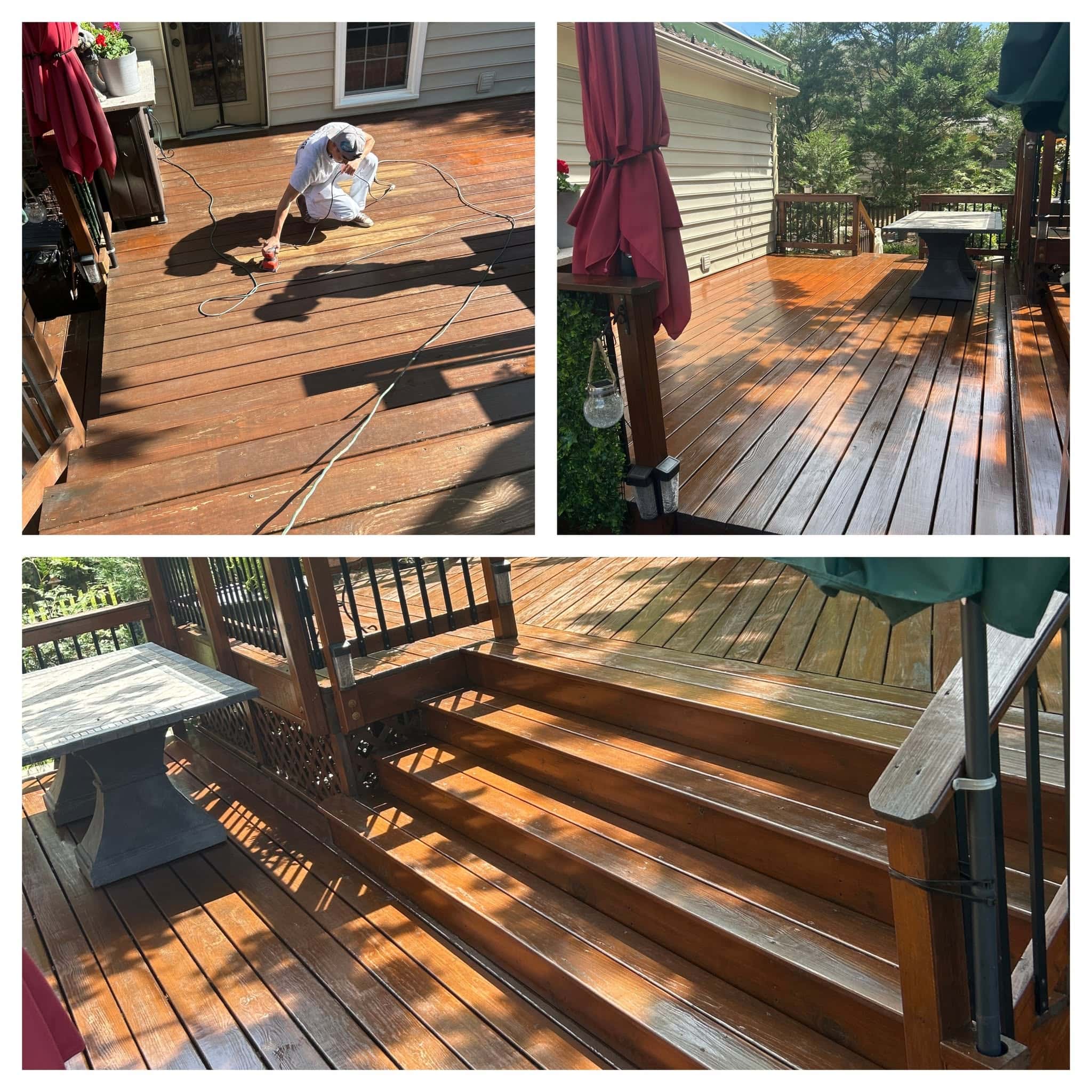 Deck sanded and restained - prep and finished results, McLean